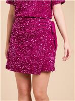DOROTHY PERKINS Velvet Sequin Tie Side Wrap Mini Skirt 16