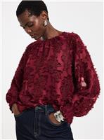 JD WILLIAMS Burgundy Textured Raglan Blouse 10