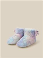 MONSOON Fluffy Snowflake Boot Slippers 9-10 years