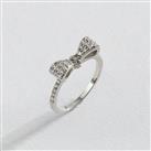Revere Rhodium Plated Silver Cubic Zirconia Bow Ring - L