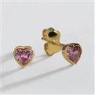 Revere 9ct Yellow Gold Pink Cubic Zirconia Stud Earrings
