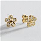 Revere 9ct Yellow Gold White Cubic Zirconia Stud Earrings