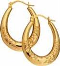 Revere 9ct Gold Oval Creole Hoop Earrings