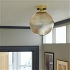 Habitat Ribbed Glass Globe Flush Ceiling Light - Champagne