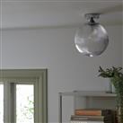 Habitat Ribbed Glass Globe Flush Ceiling Light - Clear
