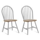 Habitat Burford Pair of Solid Wood Dining Chairs - Dark Grey