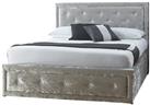 GFW Hollywood Kingsize Crushed Velvet Ottoman Bed - Silver