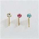 Revere 9ct Yellow Gold Crystal Nose Stud - Set of 3