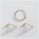 Revere 9ct Yellow Gold Hoop and Nose Studs - Set of 3