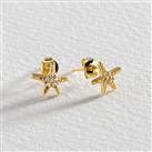 Revere Gold Plated Silver Cubic Zirconia Starfish Earrings
