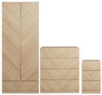 GFW Catania 3 Piece 2 Door Wardrobe Set - Oak