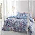 Catherine Lansfield Boho Patchwork Blue Bedding Set - Double