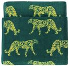 Furn Turkish Cotton Leopard Patterned Bath Towel -Teal Green