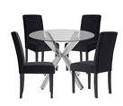 Argos Home Alice Glass and Silver Table & 4 Black Chairs