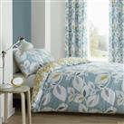 Catherine Lansfield Leaf Print Teal Bedding Set - Double