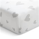 Habitat Hearts Printed White Fitted Sheet - Double