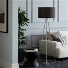 Habitat Leone Brushed Tripod Floor Lamp - Chrome & Grey