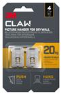 3M Claw Plasterboard Picture Hanger - 4 Pack