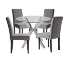 Argos Home Alice Glass and Silver Table & 4 Grey Chairs