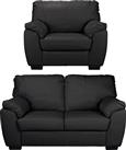 Argos Home Milano Leather Chair and 2 Seater Sofa - Black