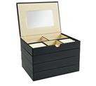 Black Faux Leather Stacking Jewellery Box