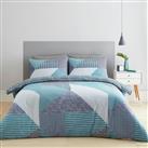 Catherine Lansfield Geometric Shapes Teal Bedding Set-Double
