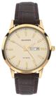 Sekonda Men's Gold Plated Case Brown Leather Strap Watch