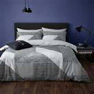 Catherine Lansfield Geo Grey & White Bedding Set - King size