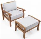 Greenhurst Sorrento Wooden Garden Chair with Stool - Natural