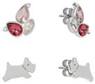 Radley Silver Plated Dog and Petal Earring Set