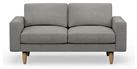 Hutch Fabric Block Arm 2 Seater Sofa - Dove Grey