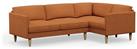 Hutch Slim Fabric Curve Arm 5 Seater Corner Sofa - Rust