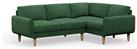 Hutch Velvet Round Arm 4 Seater Corner Sofa - Sage Green