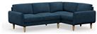 Hutch Velvet Round Arm 4 Seater Corner Sofa - Ink Blue