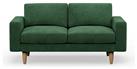Hutch Velvet Block Arm 2 Seater Sofa - Sage Green