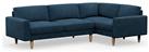 Hutch Slim Velvet Block Arm 5 Seater Corner Sofa - Ink Blue