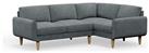 Hutch Velvet Round Arm 4 Seater Corner Sofa - Slate Grey