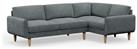 Hutch Slim Velvet Round Arm 5 Seater Corner Sofa- Slate Grey