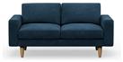 Hutch Velvet Block Arm 2 Seater Sofa - Ink Blue