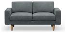 Hutch Velvet Block Arm 2 Seater Sofa - Slate Grey