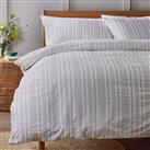 Argos Home Striped Seersucker Grey Bedding Set - King size