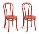 Habitat 60 Larsa Pair of Solid Wood Dining Chairs - Red