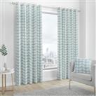 Fusion Delft Fully Lined Eyelet Curtains - Duck Egg