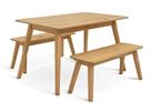 Habitat Parry Solid Wood Dining Table & 2 Natural Benches
