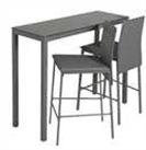 Argos Home Lido Glass Bar Table & 2 Grey Chairs