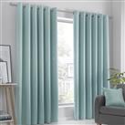 Fusion Strata Dim Out Woven Eyelet Curtains - Duck Egg