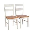Habitat Chicago Pair of Solid Wood Dining Chair- Oak & Cream