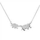 Moon & Back Sterling Silver Elephant Pendant Necklace