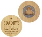 Personalised Message Star Bamboo Bottle Opener Coaster