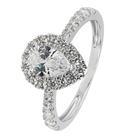 Revere 9ct White Gold Cubic Zirconia Halo Engagement Ring T